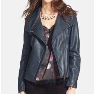 Sam Edelman Navy Blue Leather Jacket